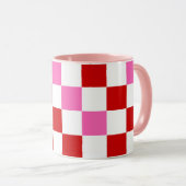 Rood Wit Roze Geruit Patroonontwerp Mok (Voorkant rechts)
