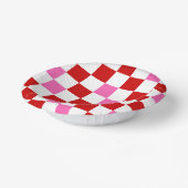 Rood Wit Roze Geruit Patroonontwerp Papieren Kommen (Gebogen)