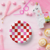 Rood Wit Roze Geruit Patroonontwerp Papieren Kommen (Feest)