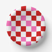 Rood Wit Roze Geruit Patroonontwerp Papieren Kommen (Voorkant)