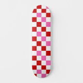 Rood Wit Roze Geruit Patroonontwerp Persoonlijk Skateboard (Voorkant)