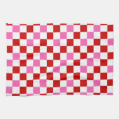 Rood Wit Roze Geruit Patroonontwerp Theedoek (Horizontaal)