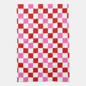 Rood Wit Roze Geruit Patroonontwerp Theedoek (Verticaal)