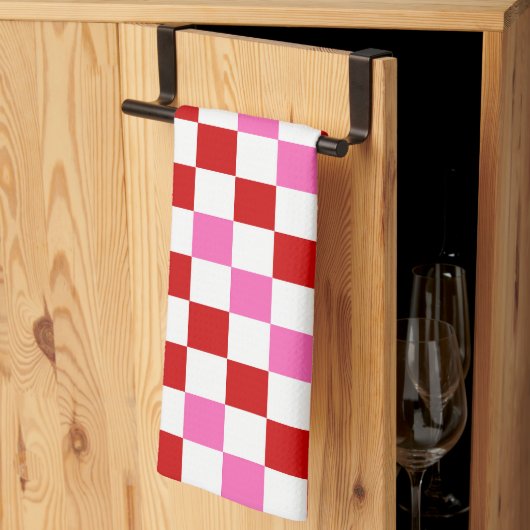 Rood Wit Roze Geruit Patroonontwerp Theedoek (Derde Gevouwen)