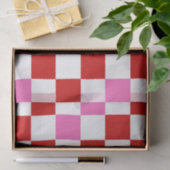 Rood Wit Roze Geruit Patroonontwerp Tissuepapier (Geschenk)