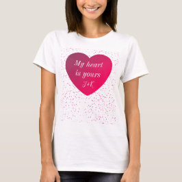 Rood Wit Roze Hart Modern Valentijnsdag T-shirt