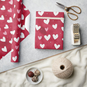 Rood Wit Roze Harten Liefde Valentijnsdag Romance Cadeaupapier