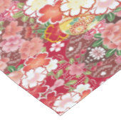 Rood Wit Roze Japans Bloemen Katoen Dineren Tafelkleed (Gekanteld)