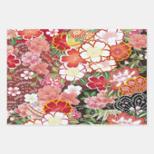 Rood Wit Roze Japans Kimono Bloemen Decoupage Inpakpapier Vel (Voorkant)