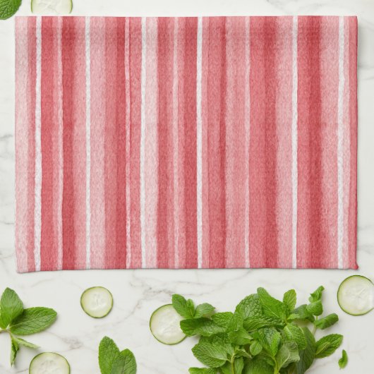 Rood Wit Roze Roze Strepen Theedoek (Gevouwen)