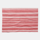Rood Wit Roze Roze Strepen Theedoek (Horizontaal)