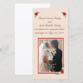 Rood & Wit Rozen Bruiloft Aankondiging Fotokaart (Voorkant / Achterkant)