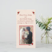 Rood & Wit Rozen Bruiloft Aankondiging Fotokaart (Staand voorkant)