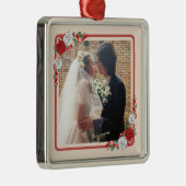 Rood & Wit Rozen Bruiloft Foto Ornament (Rechts)