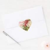 Rood & Wit Rozen Groene bladeren Dank u Seal Hart Sticker (Envelop)