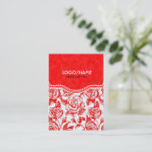 Rood & Wit  Rozen Patroon-Gepersonaliseerd Visitekaartje (Staand voorkant)