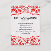 Rood & Wit  Rozen Patroon-Gepersonaliseerd Visitekaartje (Achterkant)