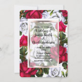 Rood & Wit Rozen Shabby Chic Glam Bruiloft Kaart (Voorkant)