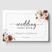 Rood & Wit Rustiek Bloemen Trouwen Gastboek Gastenboek (Voorkant)