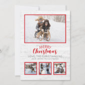 Rood Wit Rustiek Hout Foto Kerstmis (Voorkant)