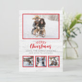 Rood Wit Rustiek Hout Foto Kerstmis (Staand voorkant)