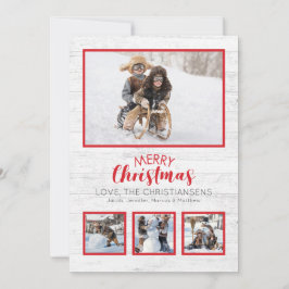 Rood Wit Rustiek Hout Foto Kerstmis