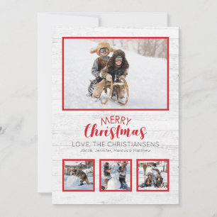 Rood Wit Rustiek Hout Foto Kerstmis