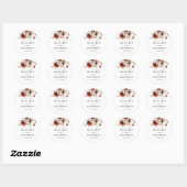 Rood & Wit Rustieke Bloemen Huwelijk Ronde Sticker (Vel)