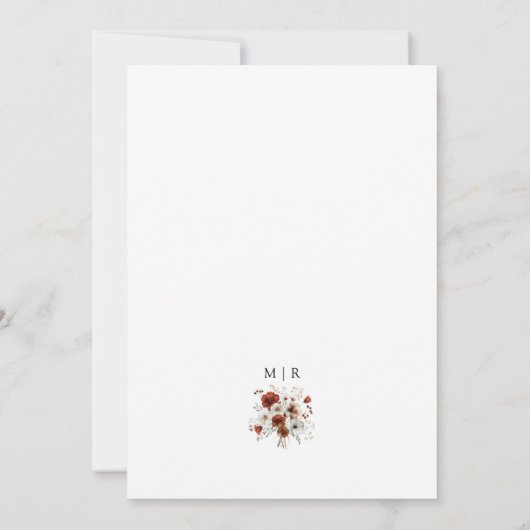 Rood & Wit Rustieke Waterverf Bloemen Huwelijk Kaart (Achterkant)