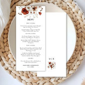 Rood Wit Rustieke Waterverf Bloemen Trouwmenu Menu