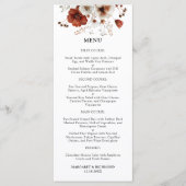 Rood Wit Rustieke Waterverf Bloemen Trouwmenu Menu (Voorkant)