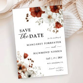 Rood & Wit Rustieke Waterverf Floral Save The Date Kaart
