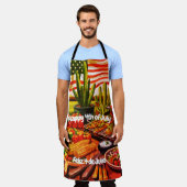 Rood, Wit & Salsa All-Over Print Schort (Gedragen)