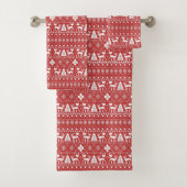 Rood & Wit Scandinavisch Noords Feest Kerstmis Bad Handdoek (Insitu)