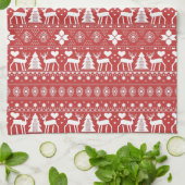 Rood & Wit Scandinavische Winterkerst Theedoek (Gevouwen)