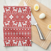 Rood & Wit Scandinavische Winterkerst Theedoek (Quarter Fold)