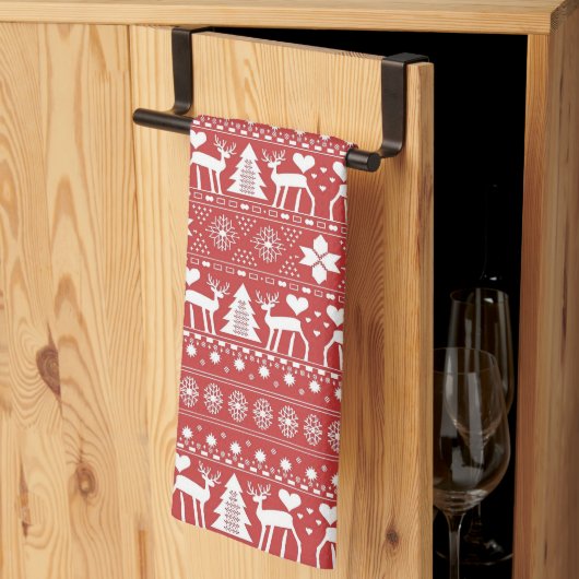 Rood & Wit Scandinavische Winterkerst Theedoek (Derde Gevouwen)