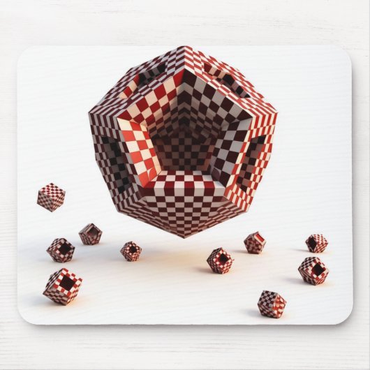 Rood & Wit Schaakbord Geometrische Objecten Muismat (Voorkant)