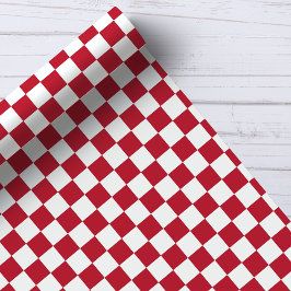 Rood-wit schaakbordpatroon cadeaupapier