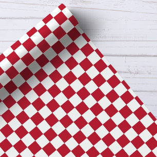 Rood-wit schaakbordpatroon cadeaupapier