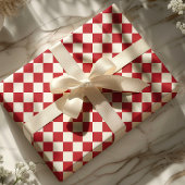 Rood-wit schaakbordpatroon cadeaupapier