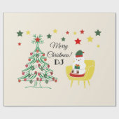 Rood Wit Schattige Beren boomsterren Vrolijk kerst Cadeaupapier (Vlak)