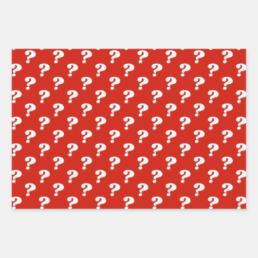 Rood & Wit Schattige cadeaupapier (vraagteken) (Voorkant)