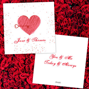 Rood & Wit Schattige Liefde Hart Valentijnsdag Feestdagenkaart
