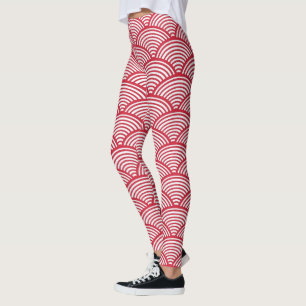 Rood-wit schelpmotief leggings