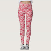 Rood-wit schelpmotief leggings (Voorkant)