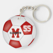 Rood Wit School Kleuren Voetbal label Sleutelhanger (Achterkant)
