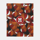 Rood wit school team kleuren basketbal patroon fleece deken (Voorkant)