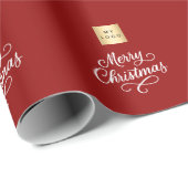 Rood wit script business kerst cadeaupapier (Rol Hoek)