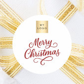 Rood wit script business kerst ronde sticker